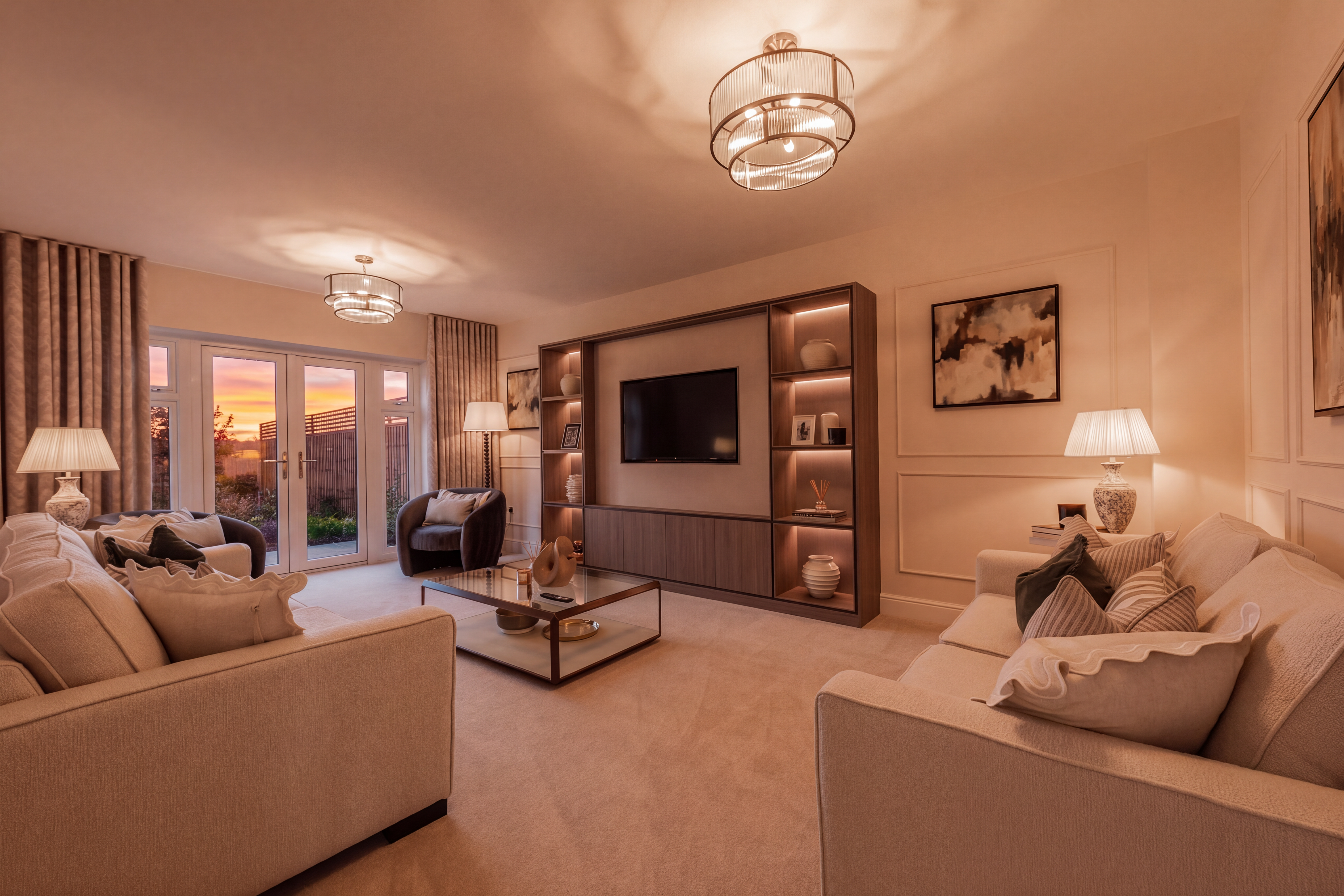 Dusk living room at  4 bedroom detached home in Hook Norton